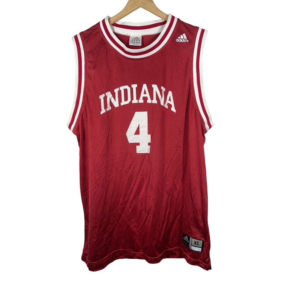 Adidas Indiana Hoosiers Basketball Jersey Red Mesh Mens XL Number 4 NCAA